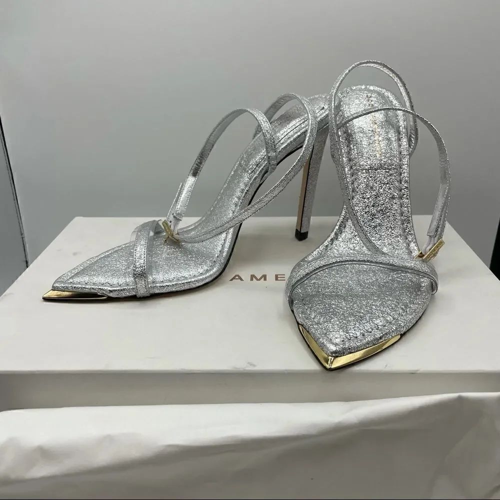NWT Good American On Point Sandals Silver 9